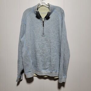 Tommy‎ Bahama Mens Pullover Sweater Light Blue Quarter Zip Embroidered Logo